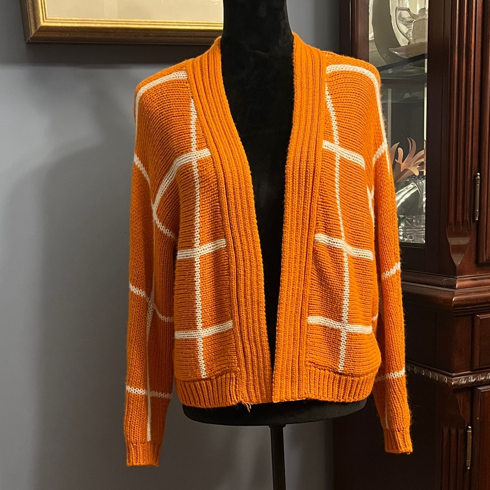 Orange Open-Front Sweater
